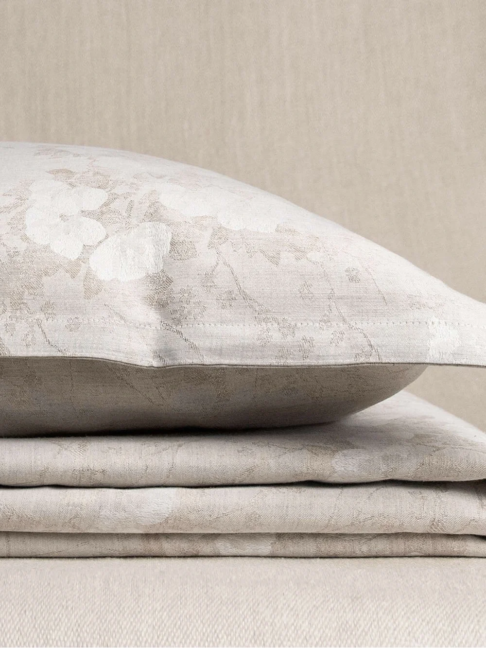 Kevin O'Brien Cream Floral Jacquard Duvet Cover Set